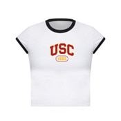 USC Trojans Women's lululmon White Organic Cotton Baby Ringer T-Shirt